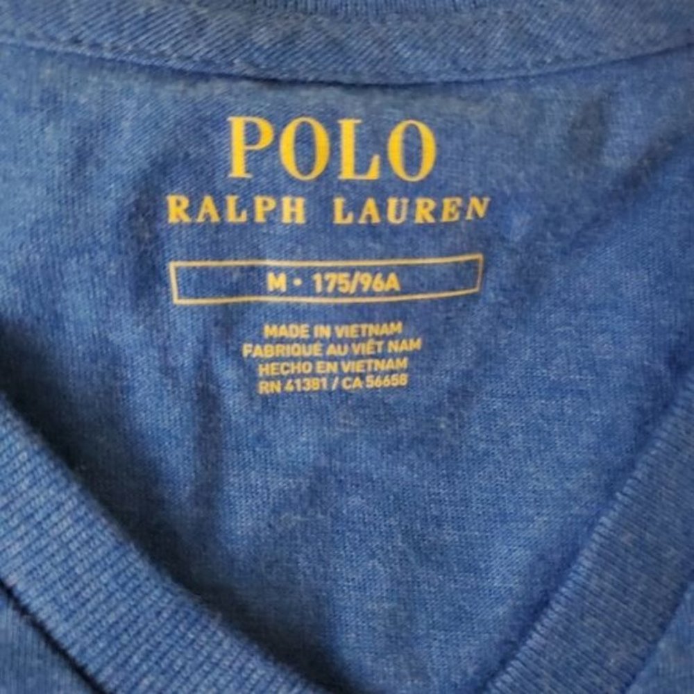 Polo Ralph Lauren men V Neck T-shirt Short Sleeve Blue Color Size Medium nwot - Picture 4 of 6